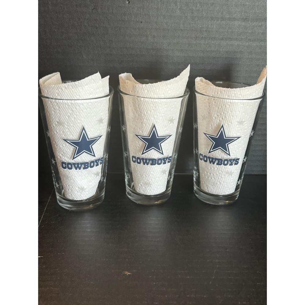 DALLAS COWBOYS NFL PINT BEER GLASS Set Of 3